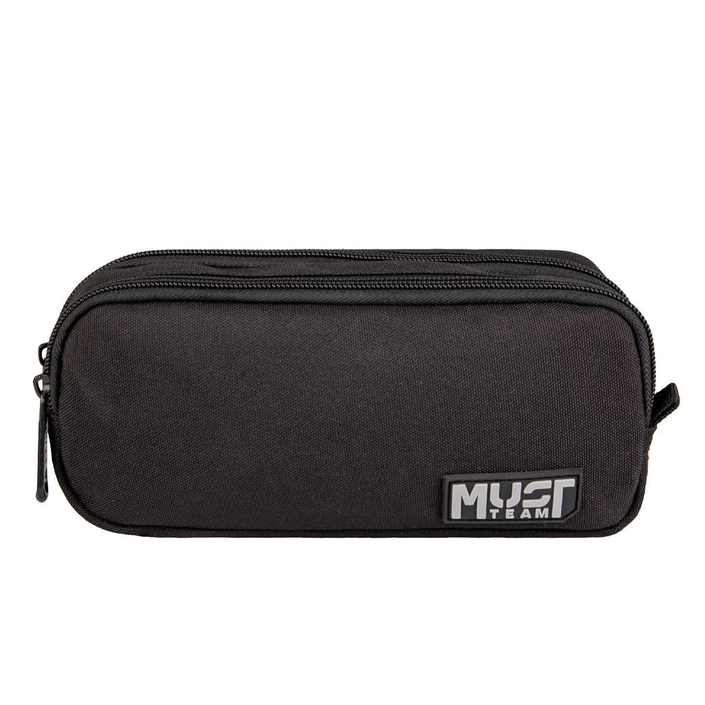 Must Team pencil case 2 zippers black with grey