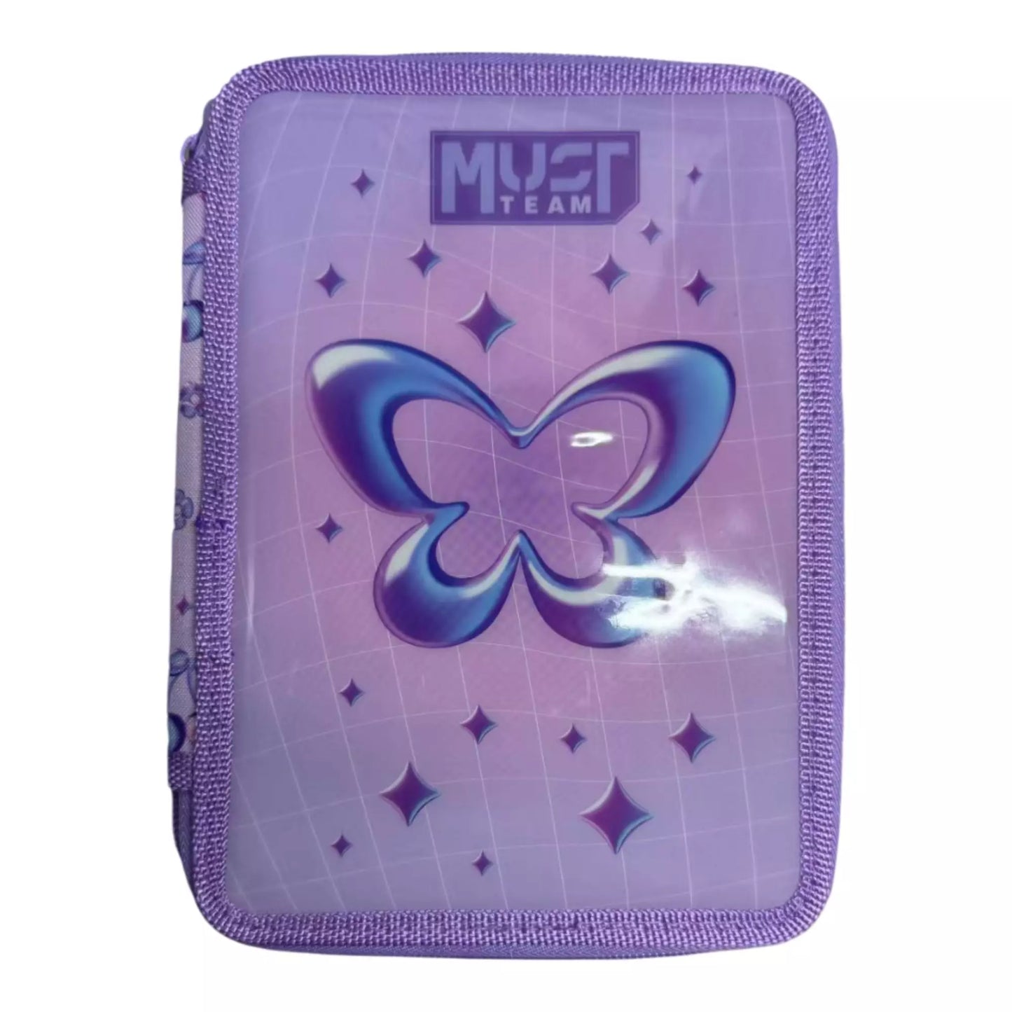 Must Team double decker filled pencil case butterfly