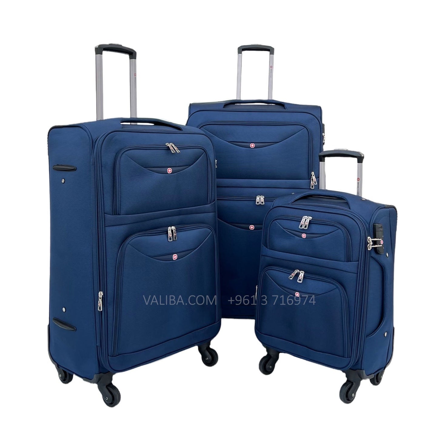 Swiss Fabric Luggage Set - 3Pieces - Dark Blue