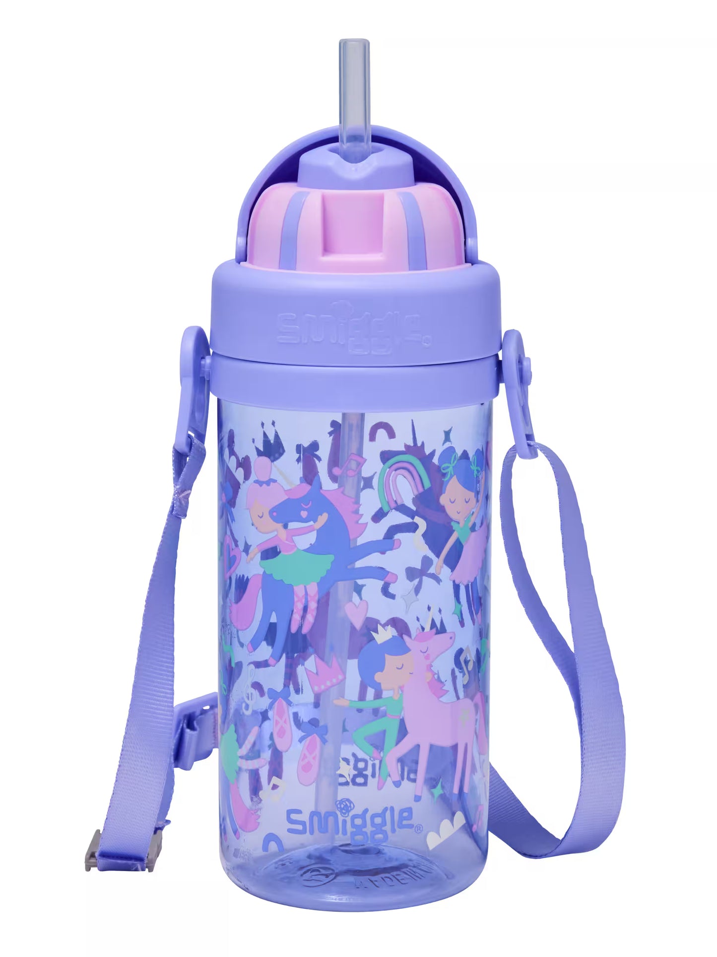 Unicorn Teeny Tiny Plastic Drink Bottle With Strap 400Ml