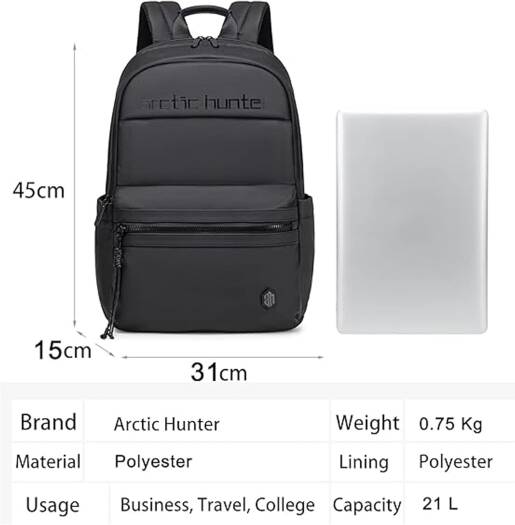 Arctic Hunter Laptop Backpack - 15.6inch Laptop B00536 Grey