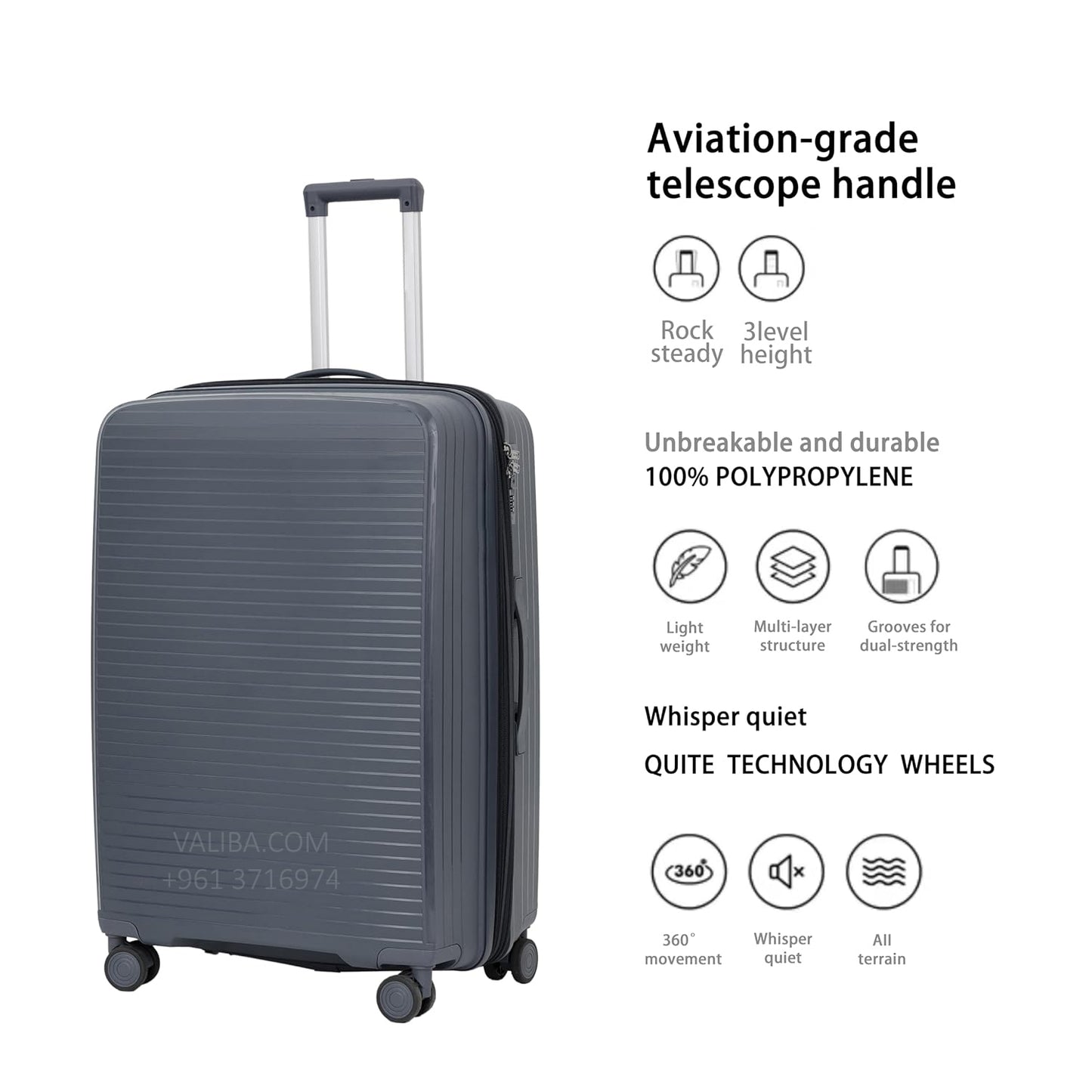 PP Luggage + Cup Holder - 28" - Dark Grey