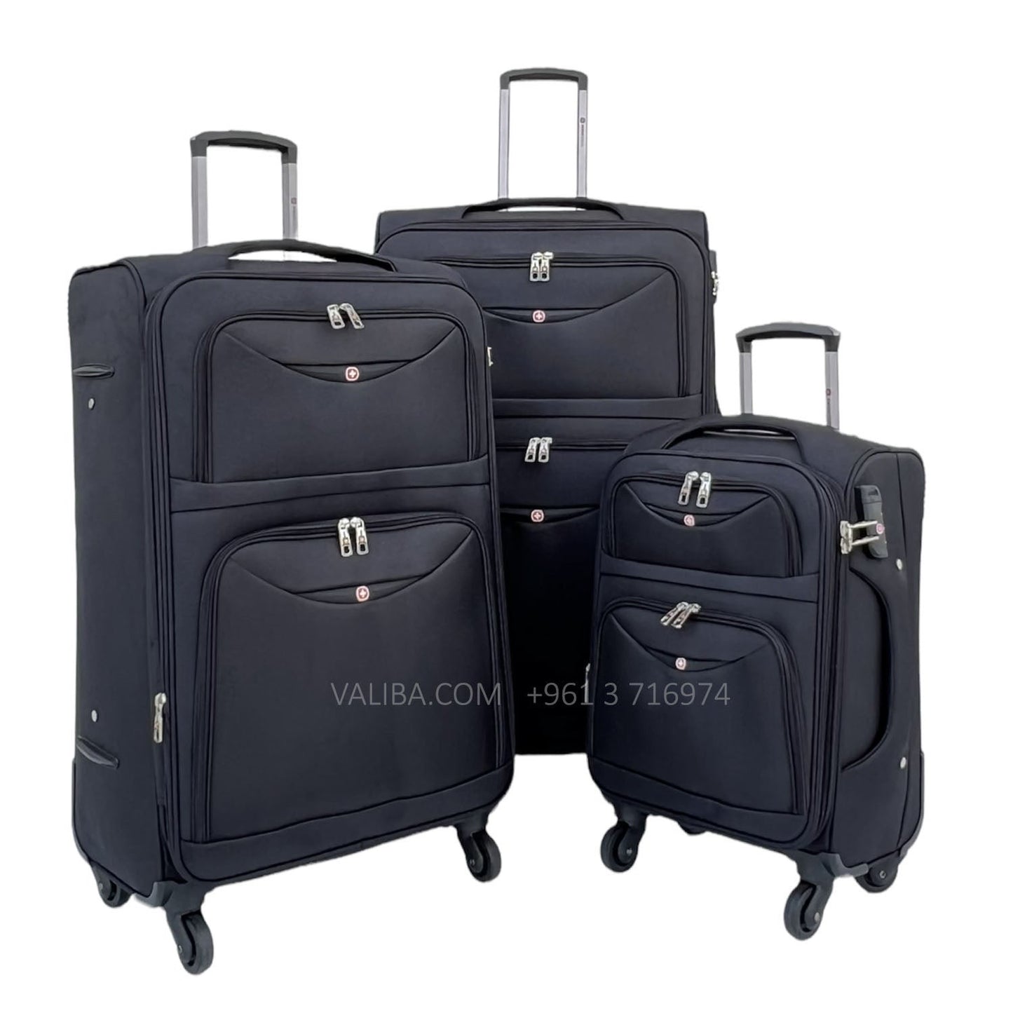Swiss Fabric Luggage Set - 3Pieces - Black