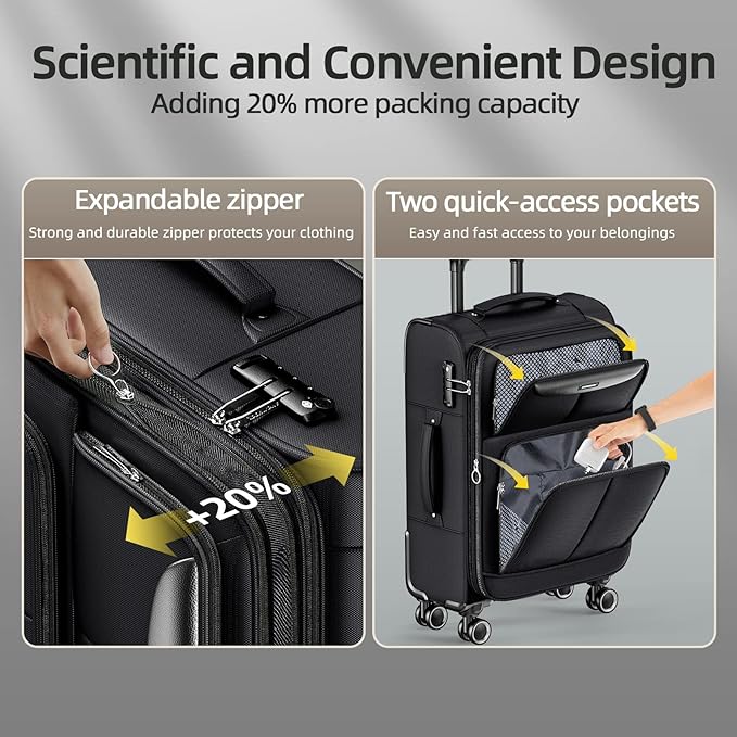 Showkoo Fabric Luggage - 24" - Black