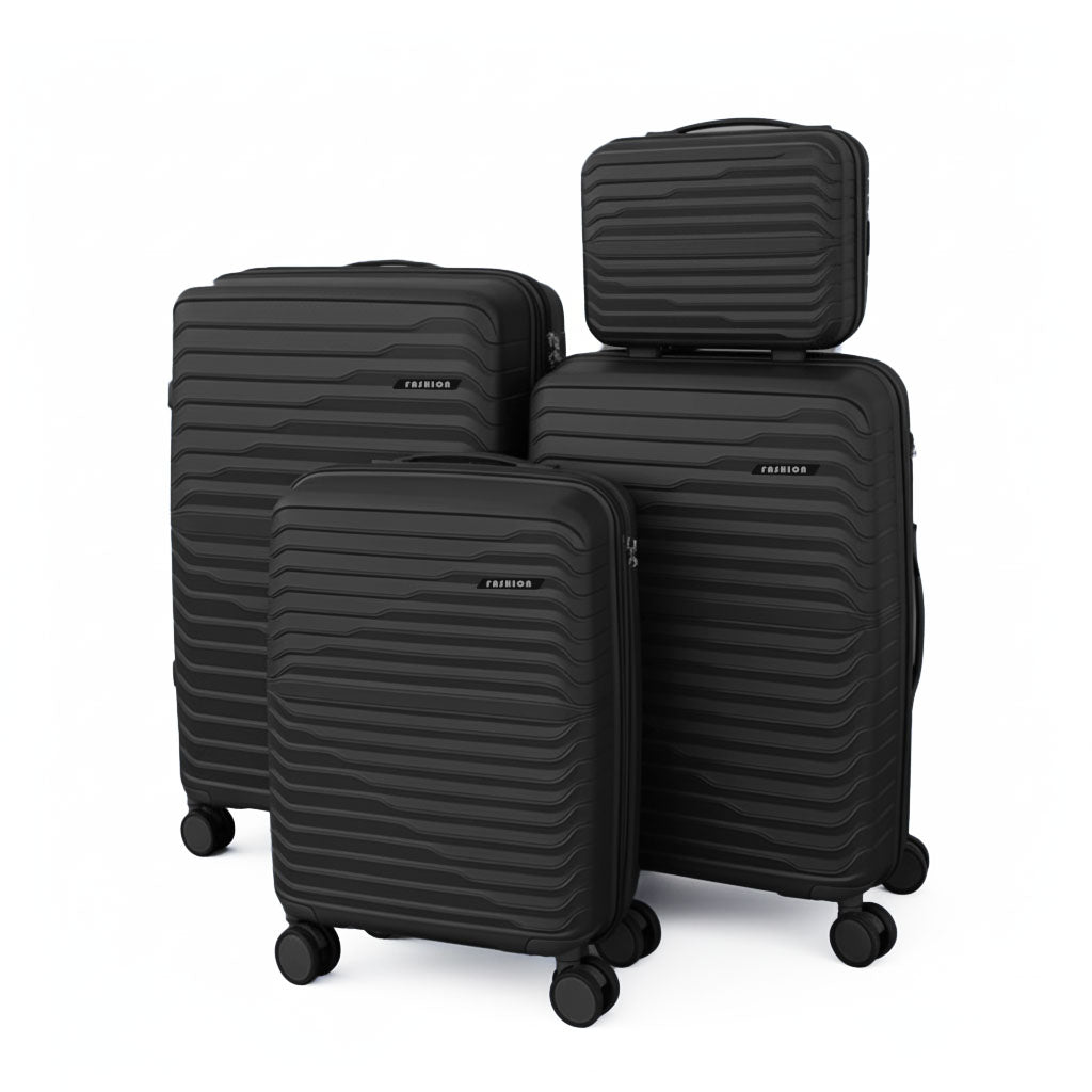 Wavy 4 Pieces Luggage Set - Black