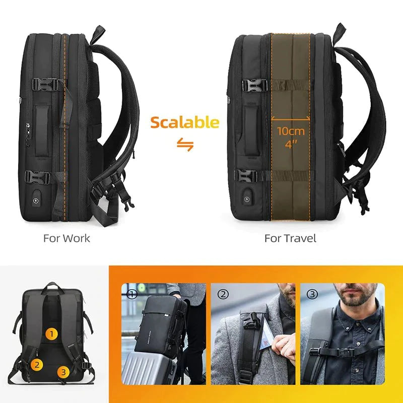 Expandable Business & Travel Laptop Backpack - 17.3inch Laptop