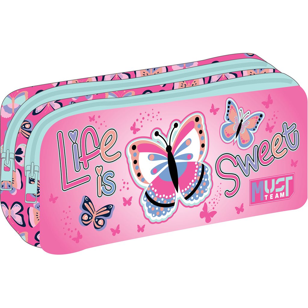 Must Team pencil case 2 zippers life is sweet