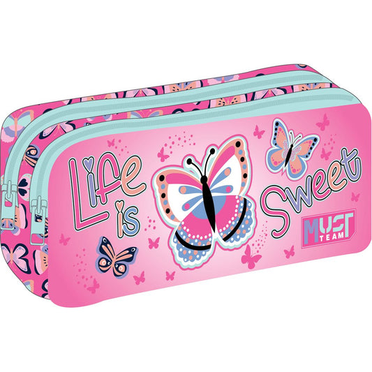 Must Team pencil case 2 zippers life is sweet