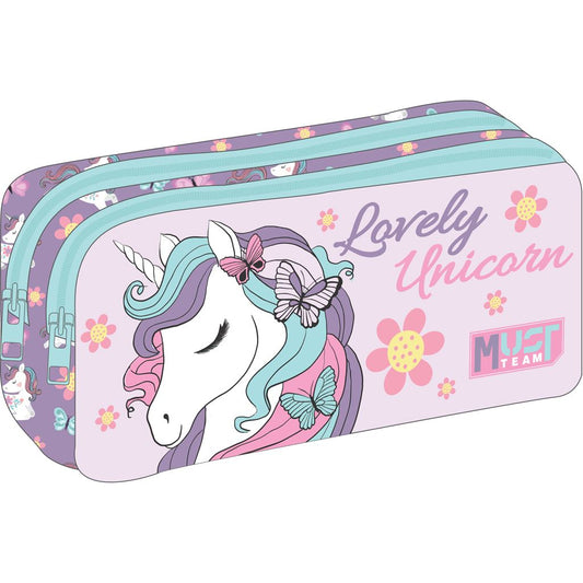 Must Team pencil case 2 zippers lovely unicorn