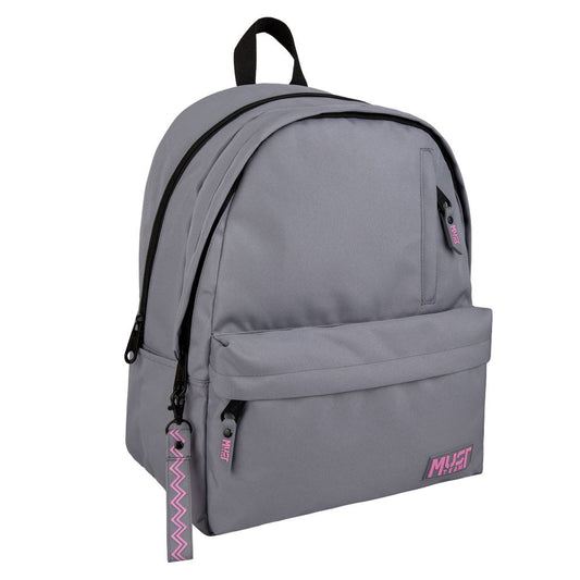 Must Team Monochrome 17" backpack 2 compartments light grey w/ pink 42cm