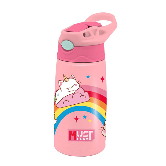 Must Team stainless steel water bottle canteen 400 ML with straw asst