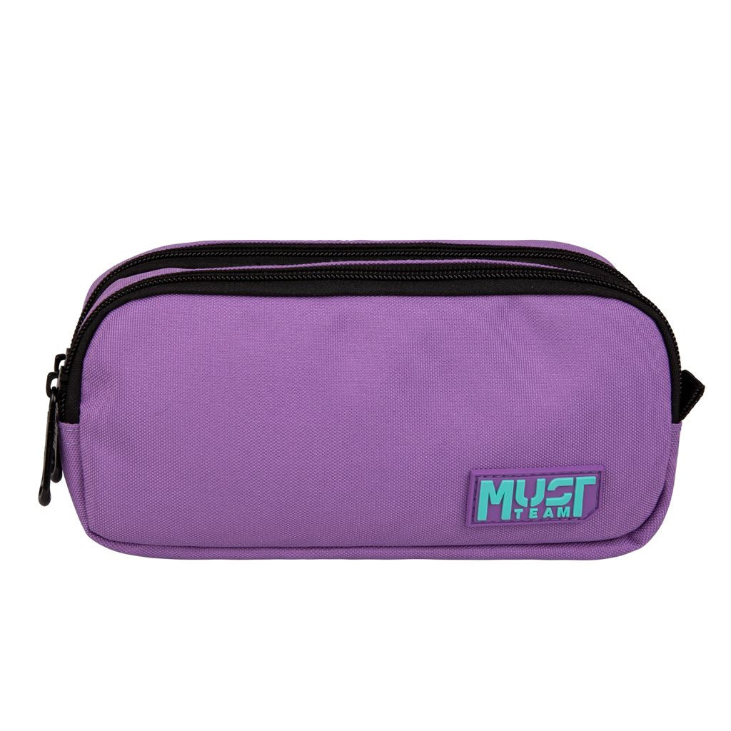 Must Team pencil case 2 zippers light purple with light blue
