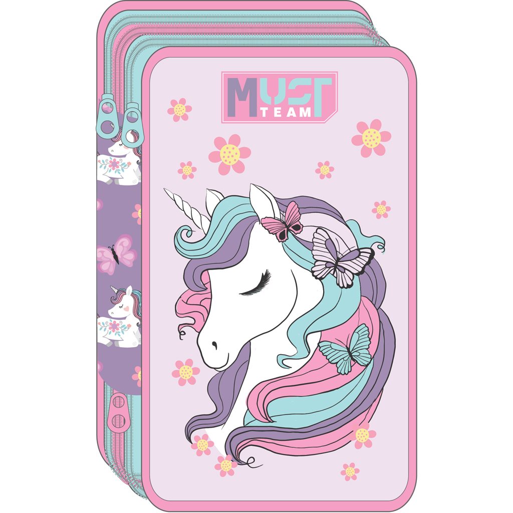 Must Team double decker filled pencil case unicorn