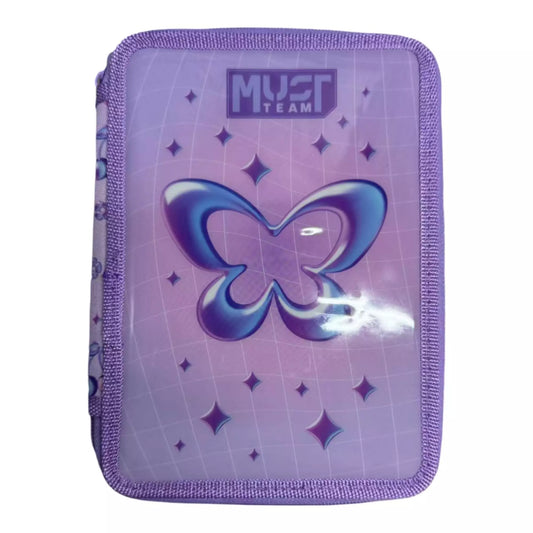 Must Team double decker filled pencil case butterfly