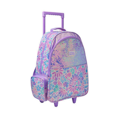 Flower Bloom Trolley Backpack With Light Up Wheels