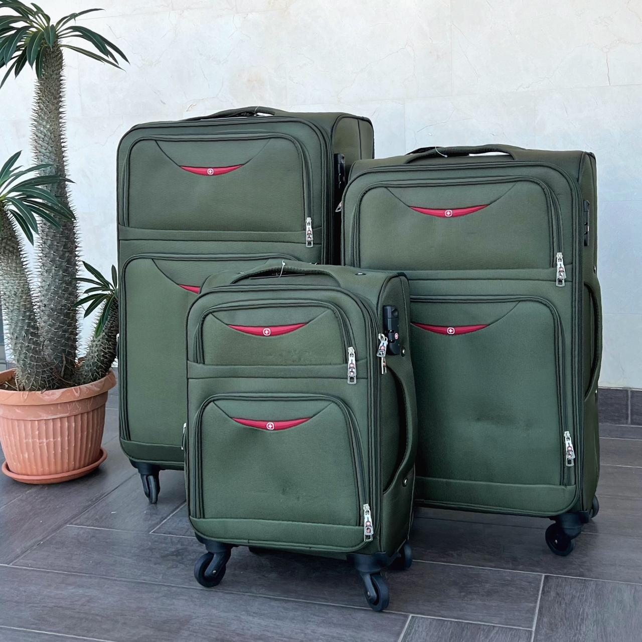 Swiss Fabric Luggage Set - 3Pieces - Green