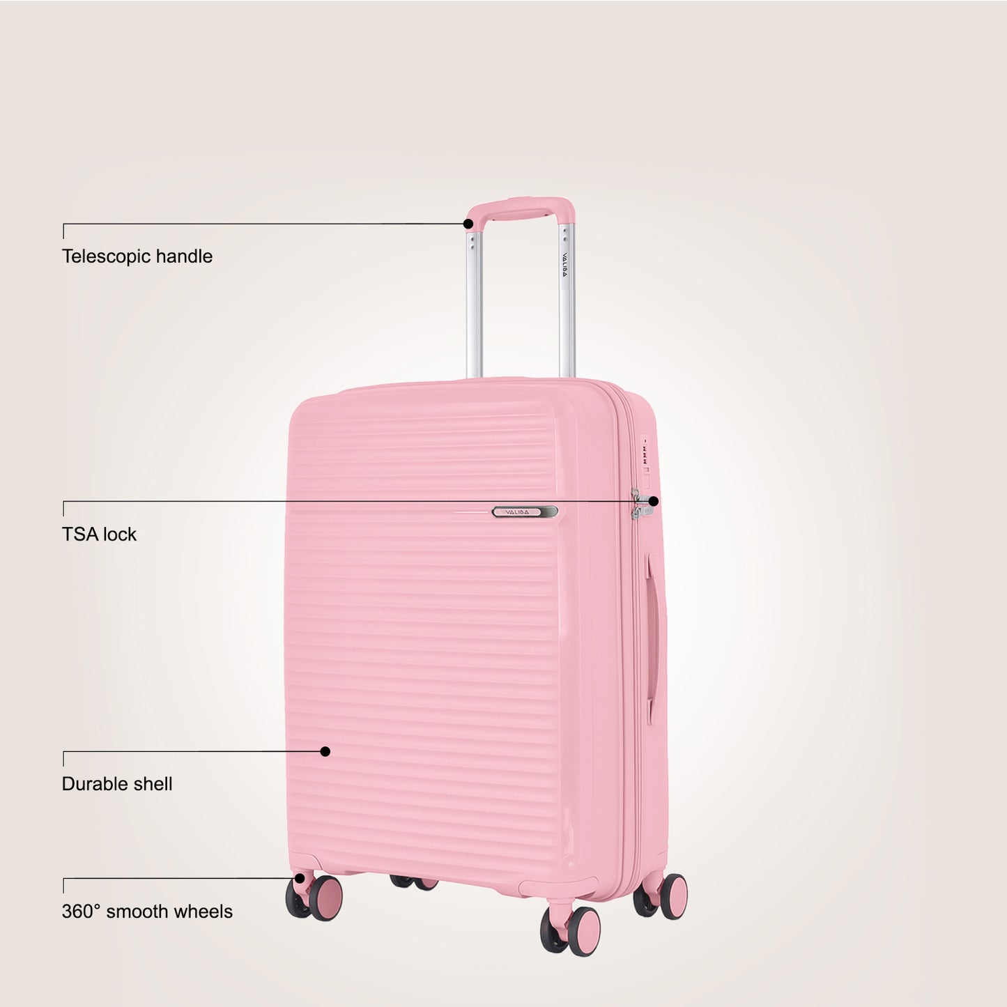 Valiba PP Luggage - 20" - Light Pink