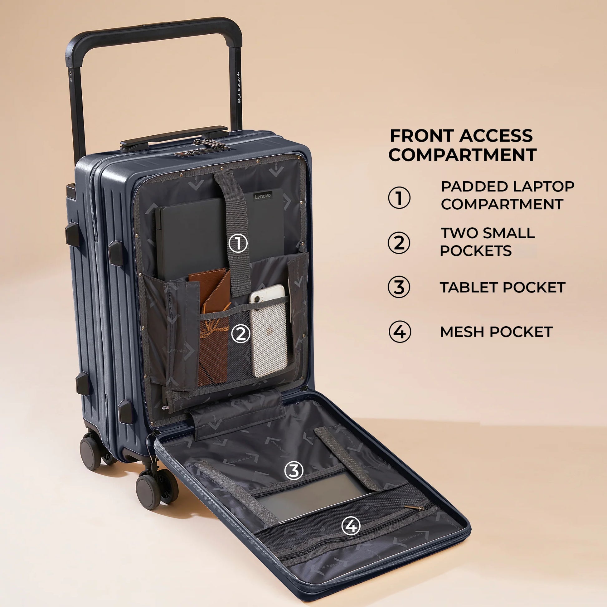 VALIBA 20 Carry On Luggage with Laptop Pocket