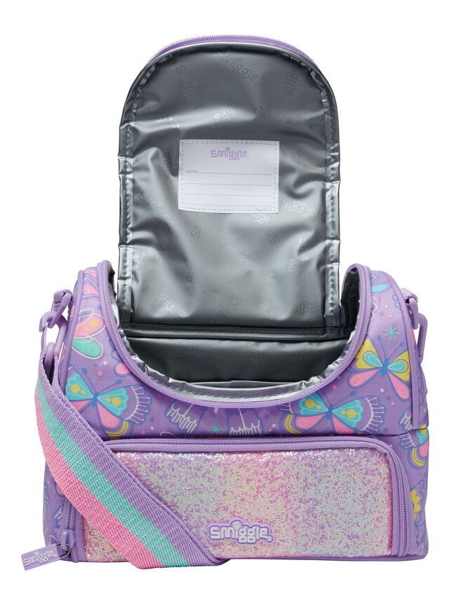 Purple Butterfly Flutter Double Decker Lunch bag With Strap