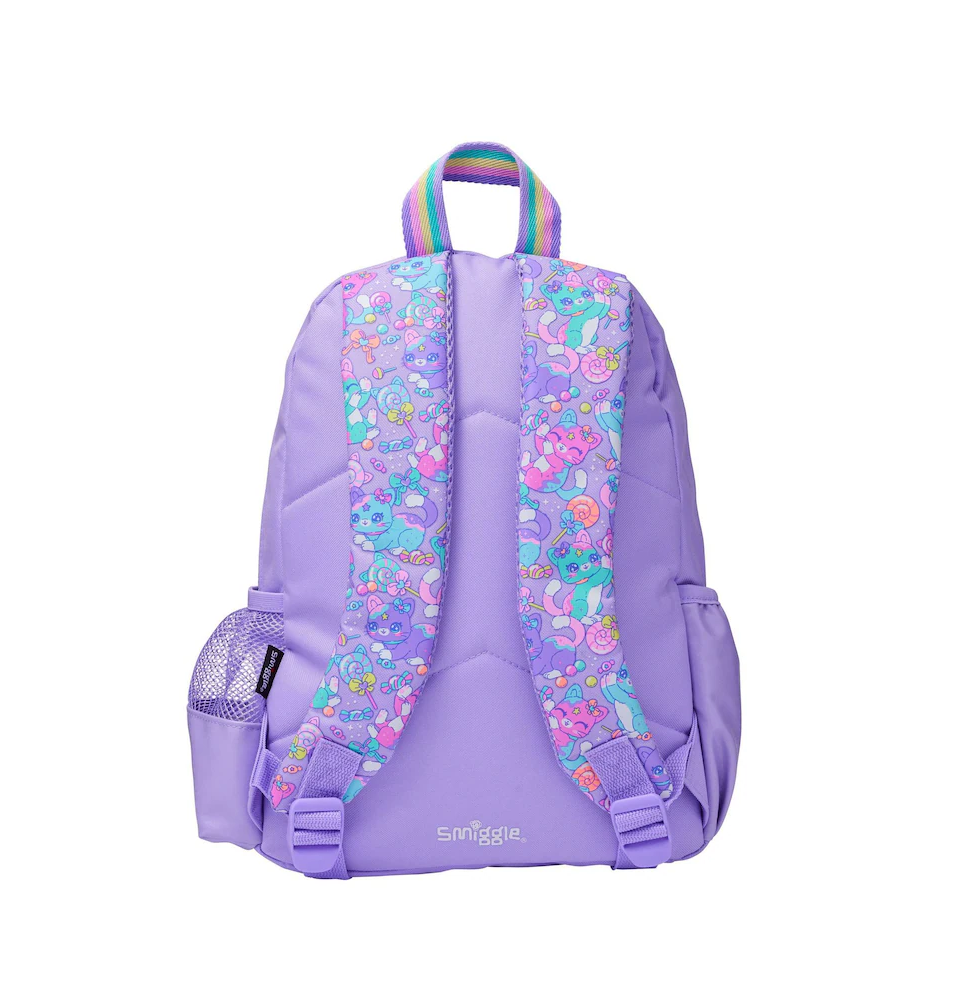 Smiggle Junior Purple Adventurous Cat Junior Id Backpack, 36cm