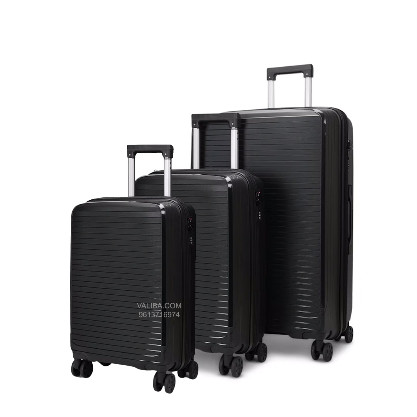 PP Luggage Set + Cup Holder - 3Pieces - Black