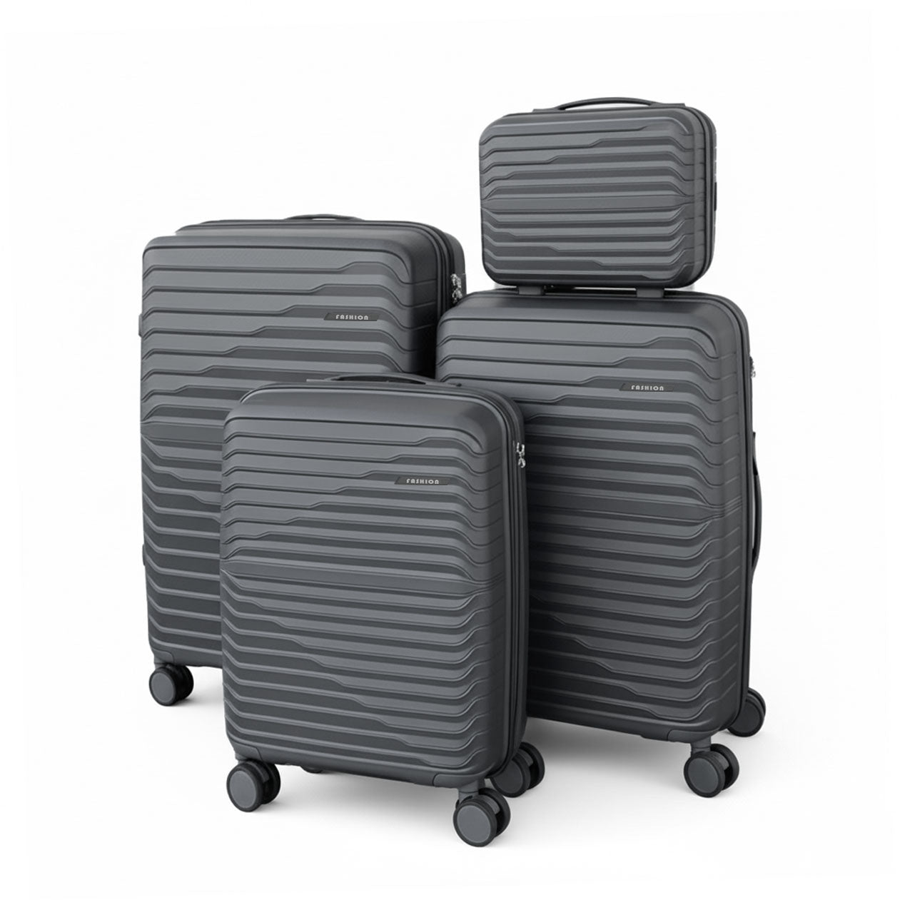Wavy 4 Pieces Luggage Set - Dark Grey
