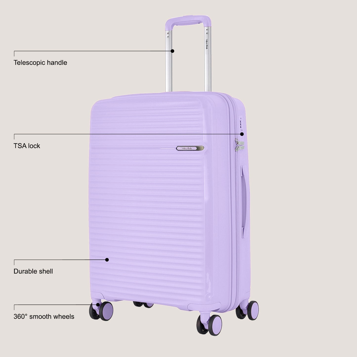 Valiba Horizon - PP Luggage Set - Light Purple