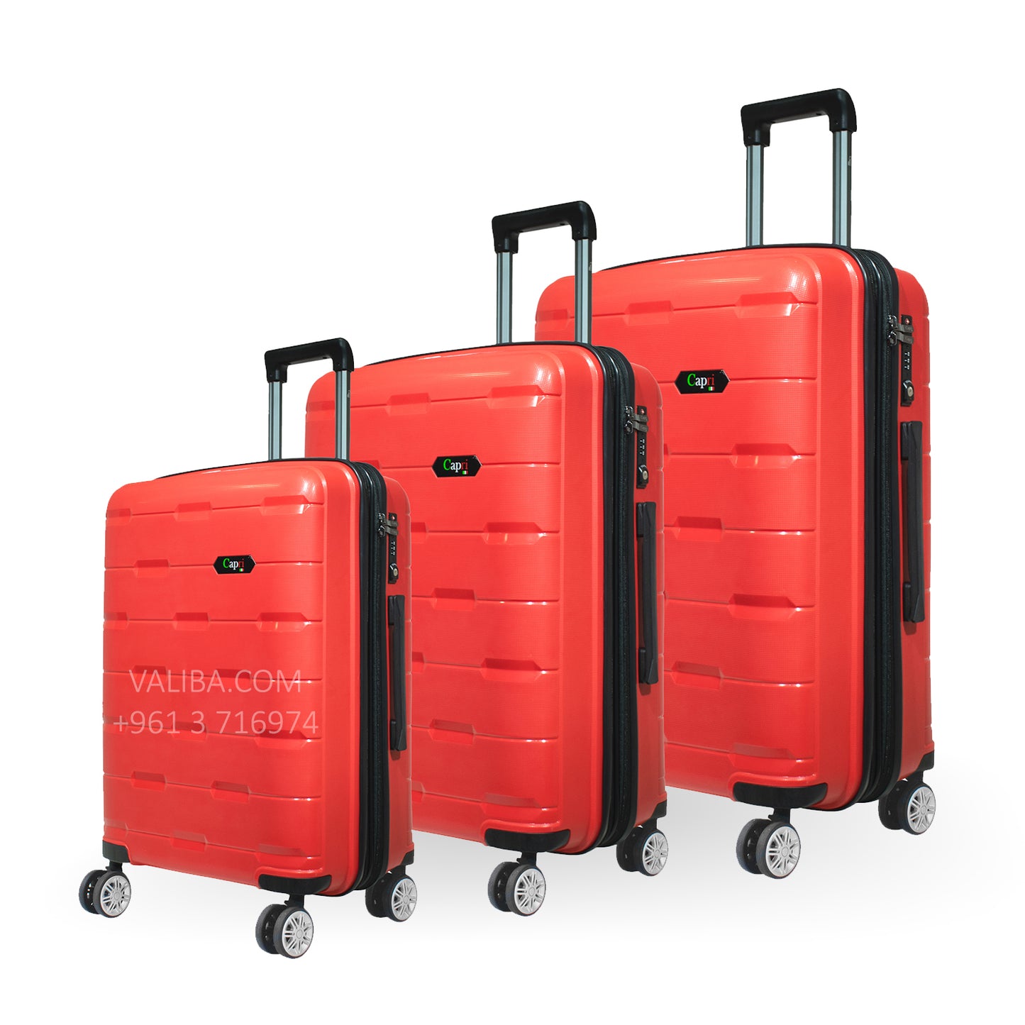 Capri PP Luggage Set - Red