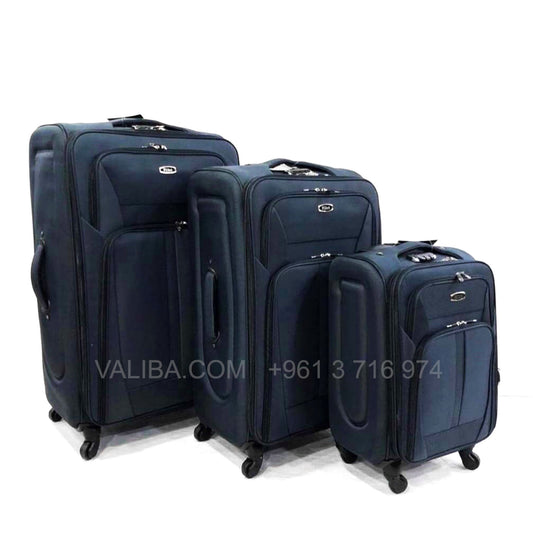 Mars Fabric 3 Pieces Luggage Set - Dark Blue