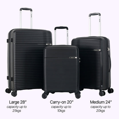 Valiba Horizon 3 Pieces Luggage Set - Black