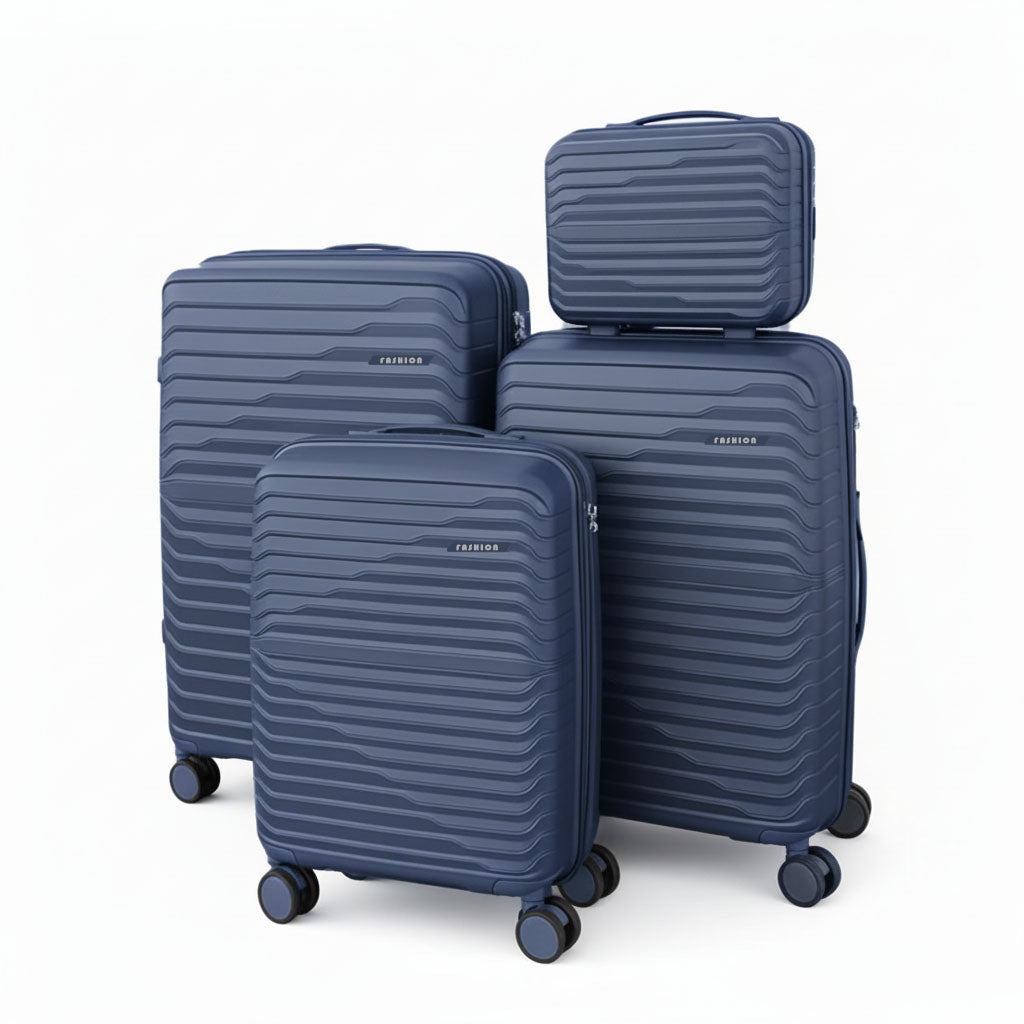 Wavy 4 Pieces Luggage Set - Dark Blue