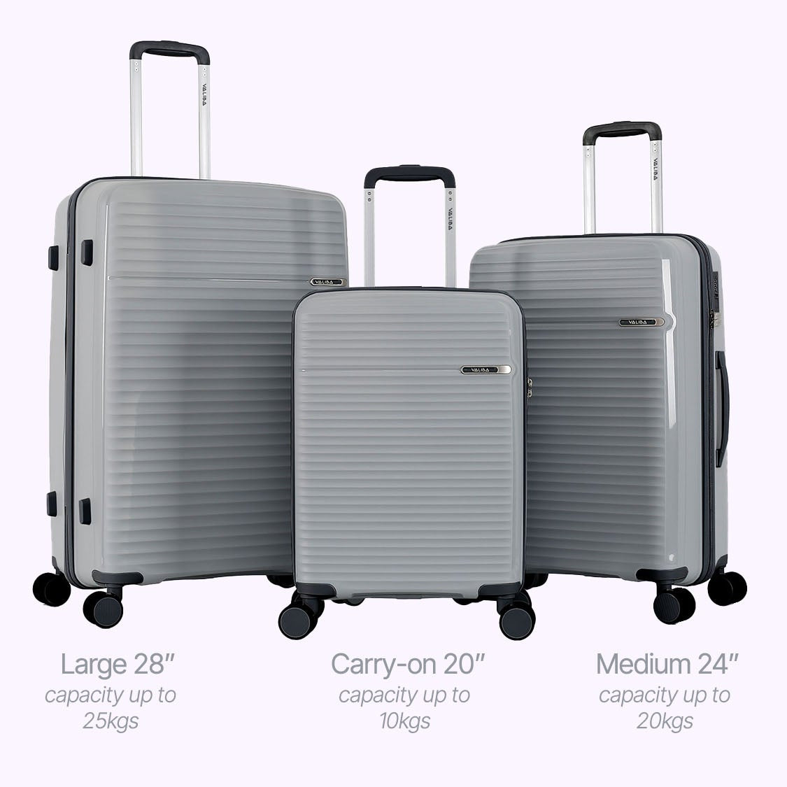 Valiba Horizon 3 Pieces Luggage Set - Grey
