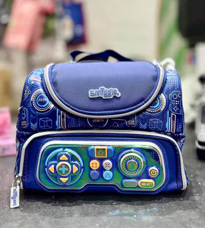 Blue Game Nintendo Double Pocket Lunch Bag With Strap