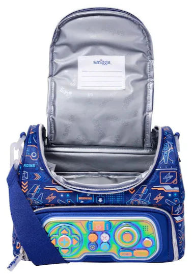 Blue Game Nintendo Double Pocket Lunch Bag With Strap