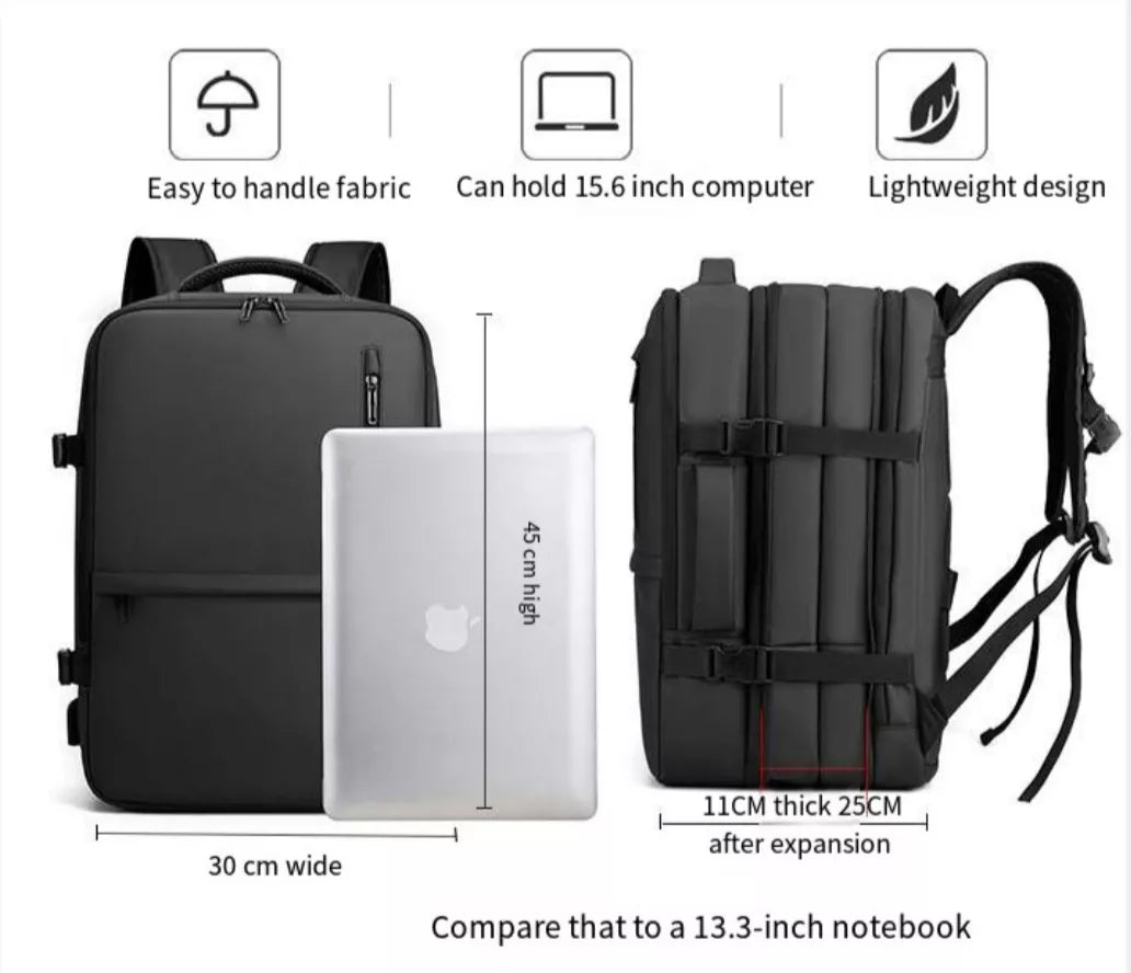 Expandable USB Charging Laptop Backpack - 15.6inch laptop